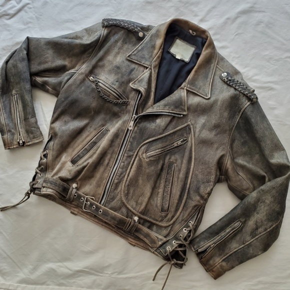 Vintage Other - Vintage Ripples Leather Motorcycle Jacket SZ M